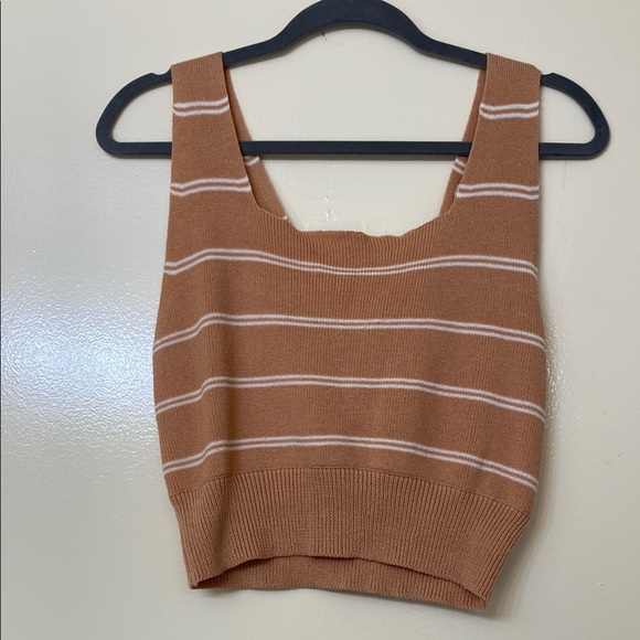 Thread & Supply Tops - Thread & Supply Tan Ribbed Crop Tank Top